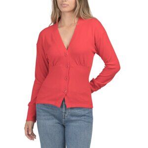 LNA Red Noel Waffle Cardigan
